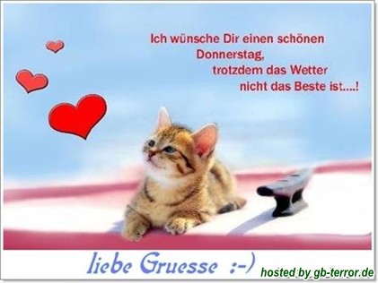 Ich wünsche Dir einen schönen Donnerstag, trotzdem das Wetter nicht das Beste ist! Liebe Grüsse.