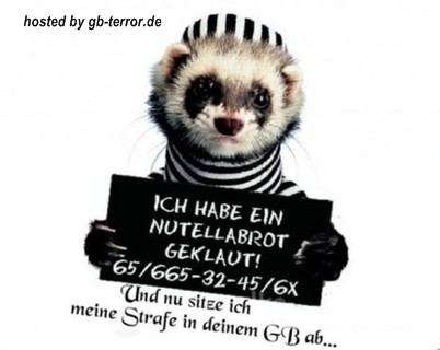 Ich habe ein Nuttelabrot geklauft! Und nun sitze ich meine Strafe in deinem GB ab.