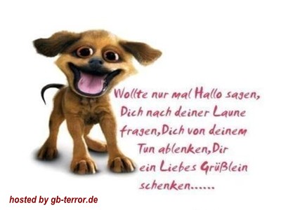 Wollte nur mal Hallo sagen, Dich nach Deiner Laune fragen, Dich von deinem tun<br />
 ablenken, Dir ein liebes Grüsslein schenken.