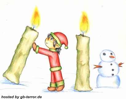 Schnee, Schneemann, Adventskerzen zum zweiten Advent.